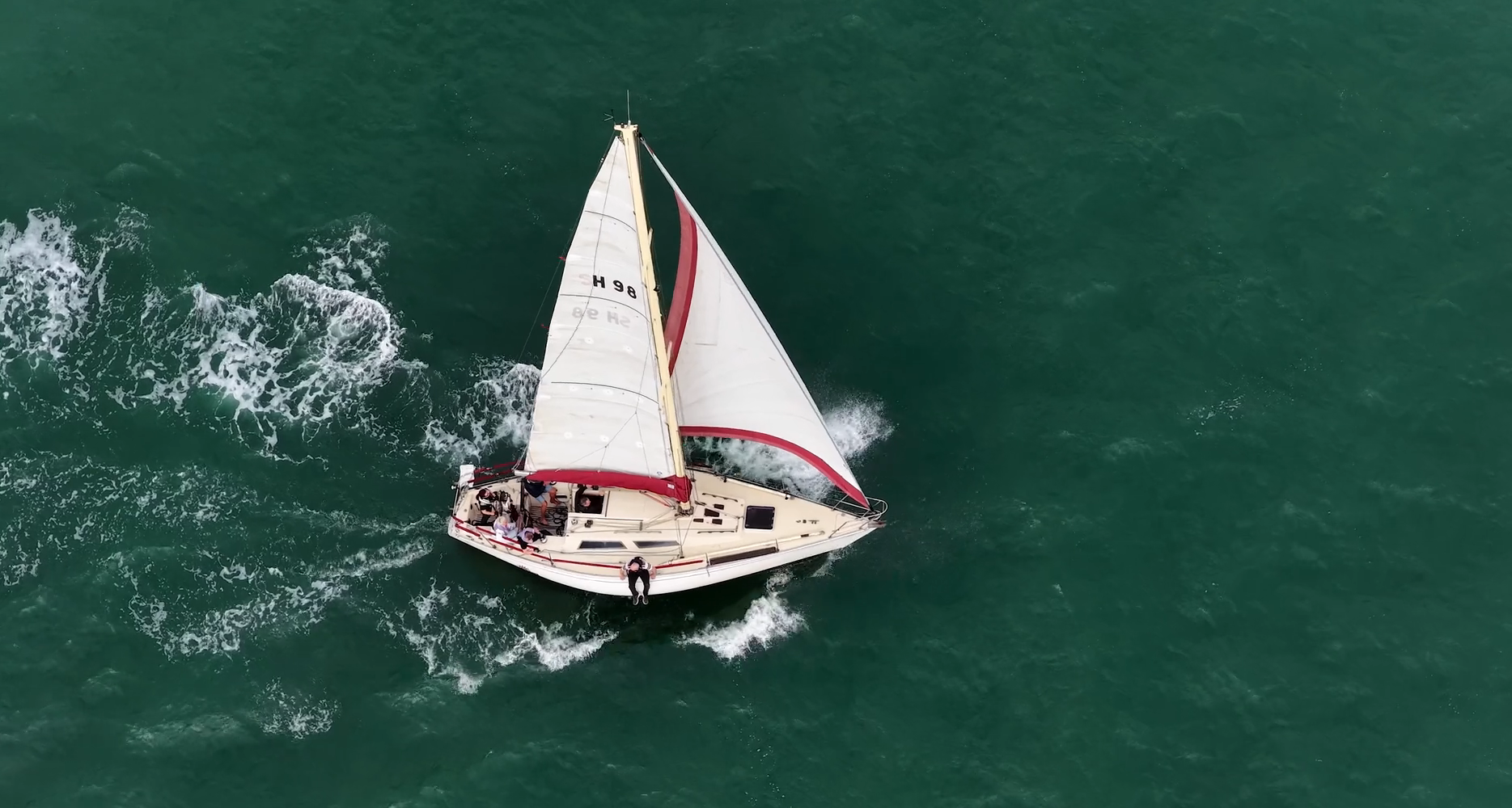Sailing boat from above